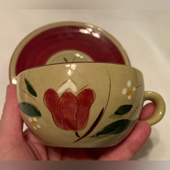 Stangl Pottery 'Magnolia' Flat Cup & Saucer Set  (Set 4) Mid Century Modern - Picture 5 of 8